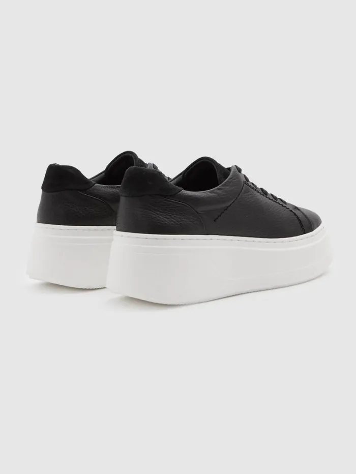 Reiss Flats Women Platform Leather Trainers In Black Reiss Flats Women Platform Leather Trainers In Black