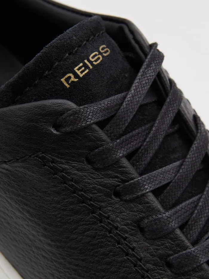 Reiss Flats Women Platform Leather Trainers In Black Reiss Flats Women Platform Leather Trainers In Black