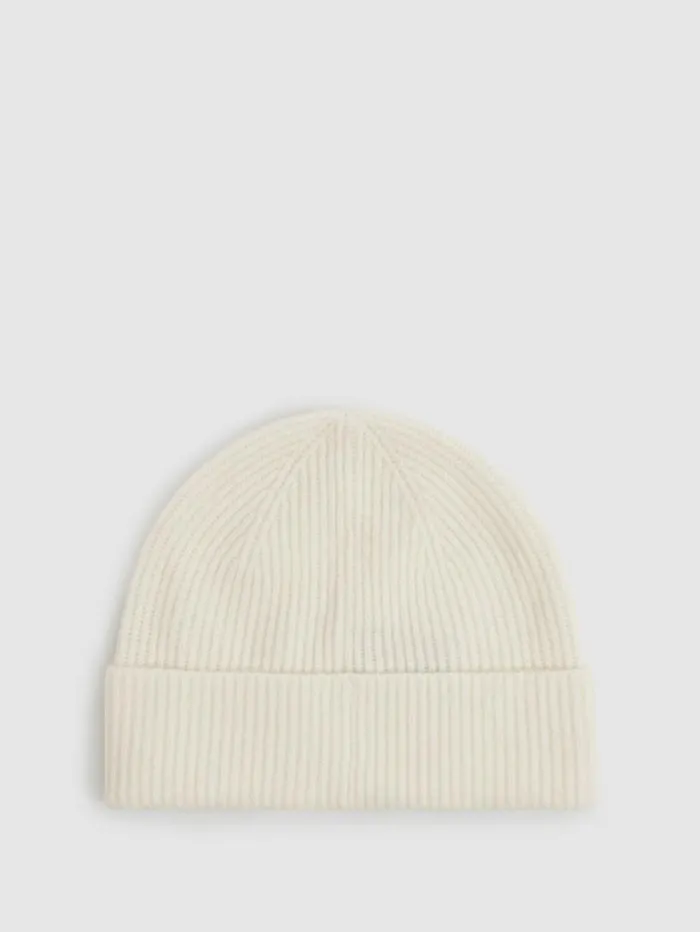 Reiss Hats Gloves and Scarves Men Merino Wool Ribbed Beanie Hat In Off White Reiss Hats Gloves and Scarves Men Merino Wool Ribbed Beanie Hat In Off White