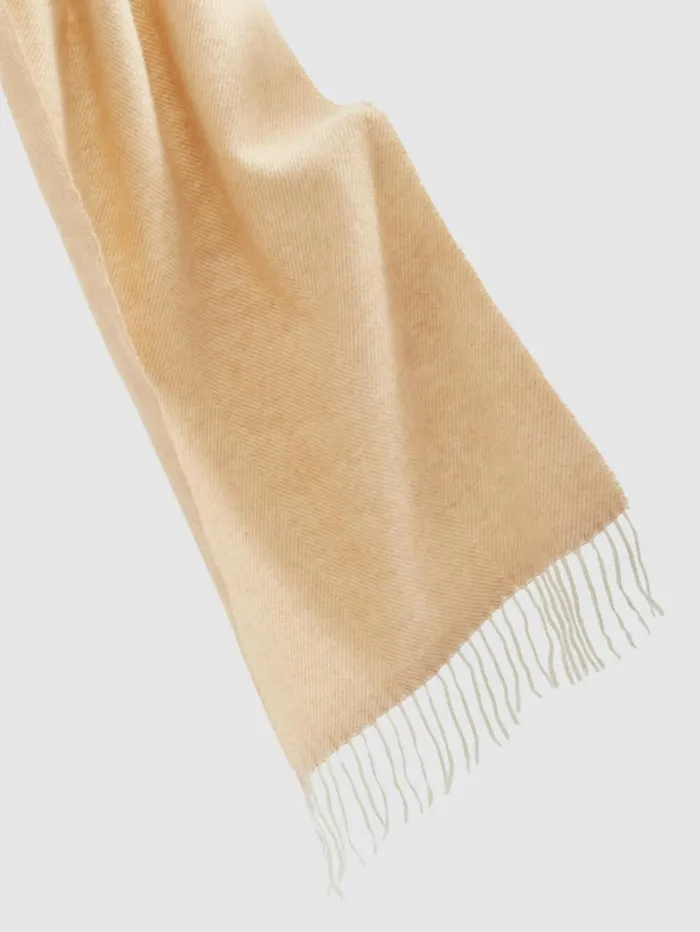 Reiss Hats Gloves and Scarves Men WoolBlend Herringbone Scarf In OatmealWhite