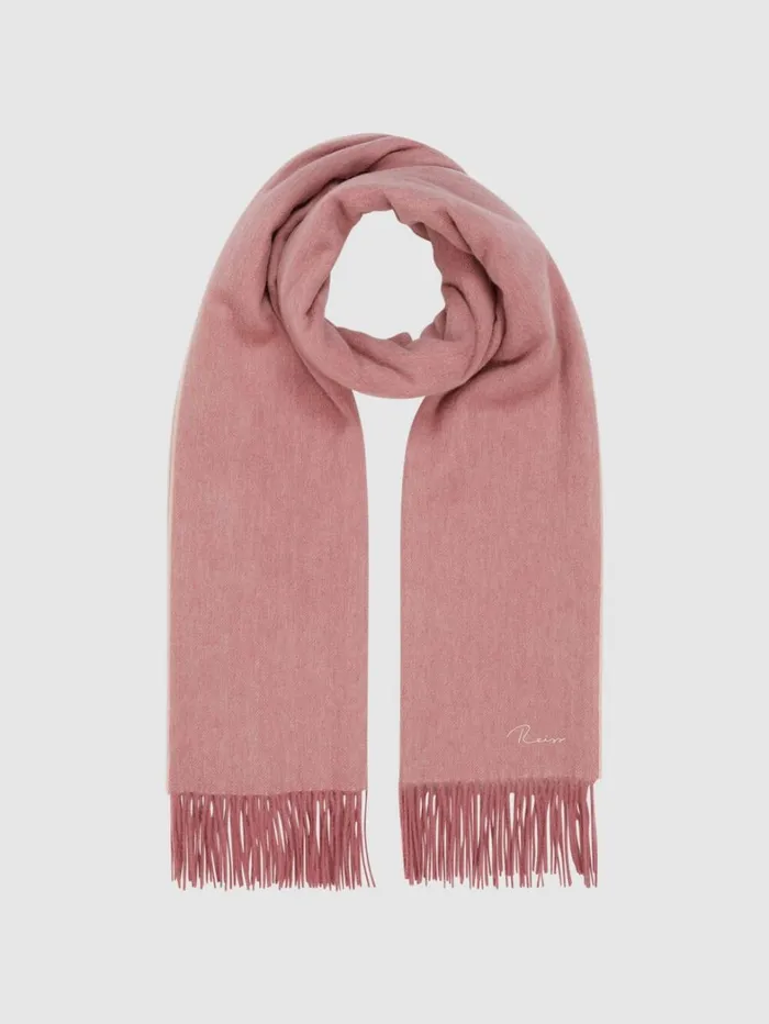 Reiss Hats Gloves and Scarves Women WoolCashmere Scarf In Blush Reiss Hats Gloves and Scarves Women WoolCashmere Scarf In Blush