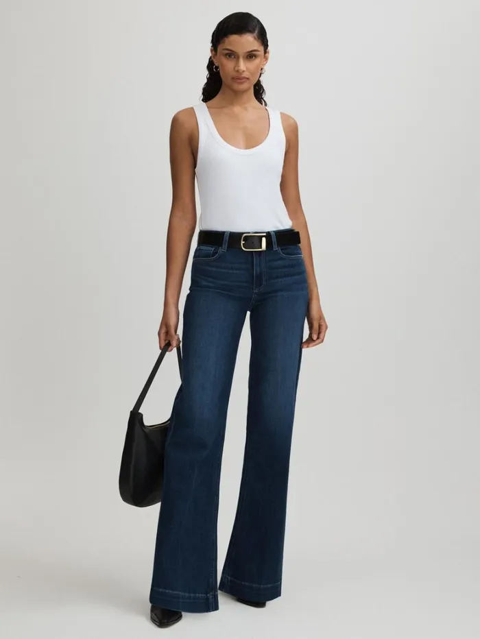 Reiss Jeans Women Paige High Rise Wide Leg Jeans In Notre Dame Blue Reiss Jeans Women Paige High Rise Wide Leg Jeans In Notre Dame Blue