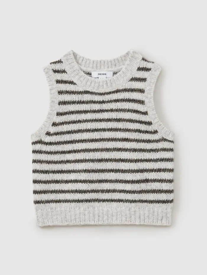 Reiss Knitwear Children 1314 Yrs Alpaca Blend Striped Vest In Grey