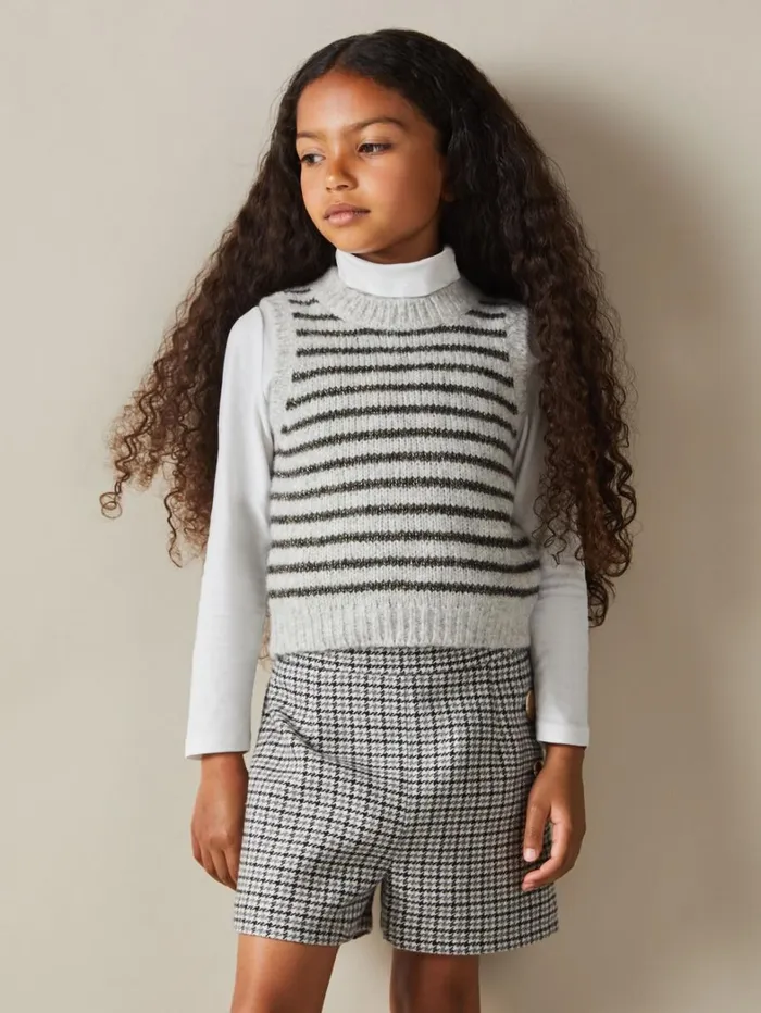 Reiss Knitwear Children 1314 Yrs Alpaca Blend Striped Vest In Grey Reiss Knitwear Children 1314 Yrs Alpaca Blend Striped Vest In Grey