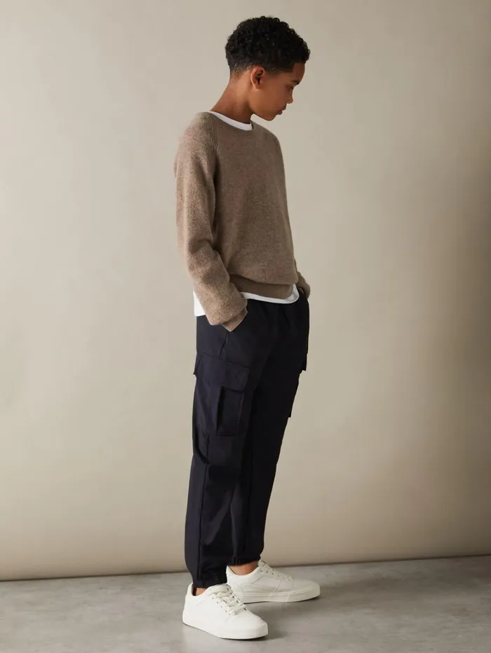 Reiss Knitwear Children 1314 Yrs Wool Blend Crew Neck Jumper In Brown Melange Reiss Knitwear Children 1314 Yrs Wool Blend Crew Neck Jumper In Brown Melange