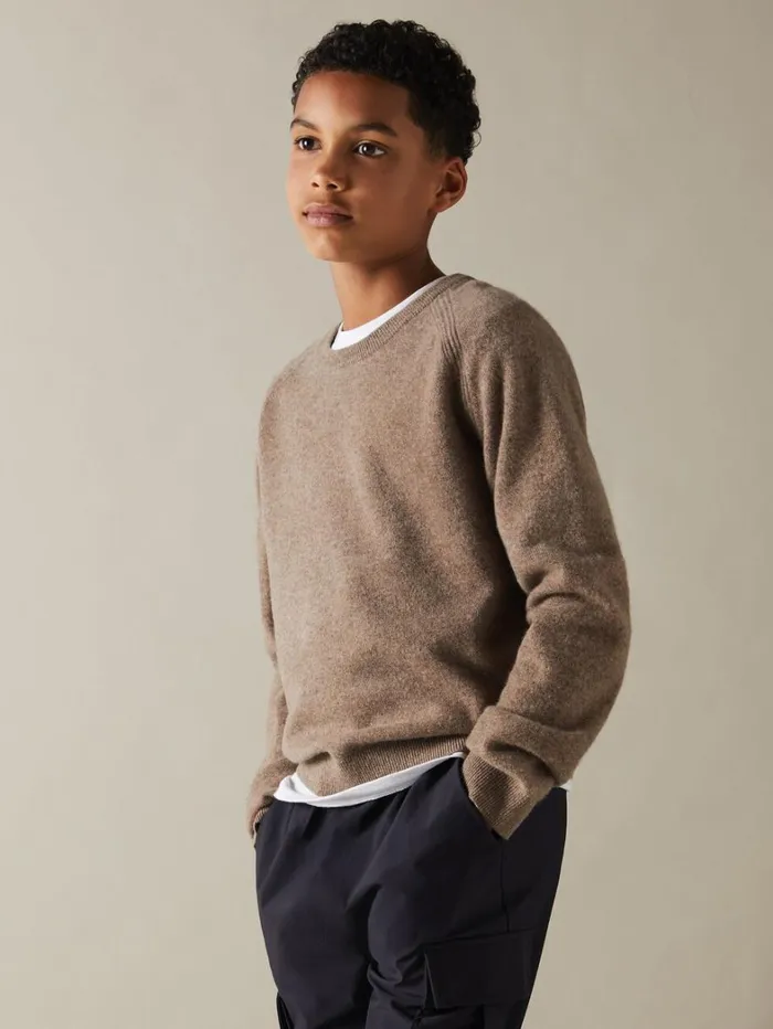 Reiss Knitwear Children 1314 Yrs Wool Blend Crew Neck Jumper In Brown Melange Reiss Knitwear Children 1314 Yrs Wool Blend Crew Neck Jumper In Brown Melange