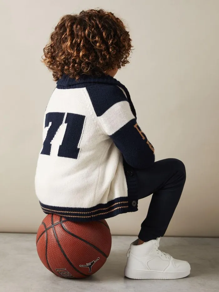 Reiss Knitwear Children 39 Yrs Knitted Varsity Cardigan In Off WhiteNavy Reiss Knitwear Children 39 Yrs Knitted Varsity Cardigan In Off WhiteNavy
