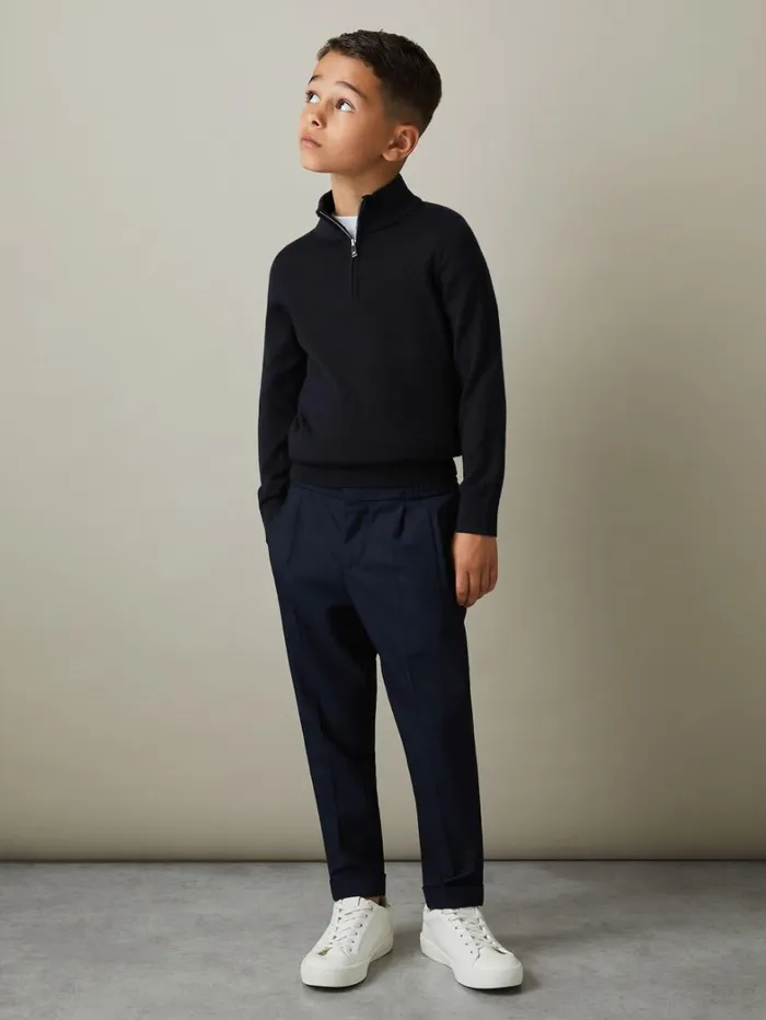 Reiss Knitwear Children 39 Yrs Merino Wool Quarter Zip Jumper In Navy