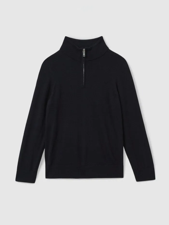Reiss Knitwear Children 39 Yrs Merino Wool Quarter Zip Jumper In Navy Reiss Knitwear Children 39 Yrs Merino Wool Quarter Zip Jumper In Navy