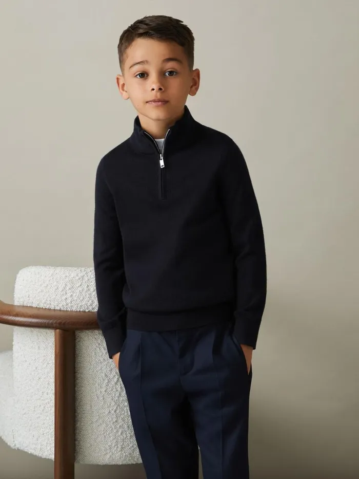 Reiss Knitwear Children 39 Yrs Merino Wool Quarter Zip Jumper In Navy Reiss Knitwear Children 39 Yrs Merino Wool Quarter Zip Jumper In Navy