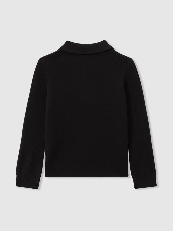 Reiss Knitwear Children 39 Yrs Merino Wool Quarter Zip Polo Shirt In Black Reiss Knitwear Children 39 Yrs Merino Wool Quarter Zip Polo Shirt In Black