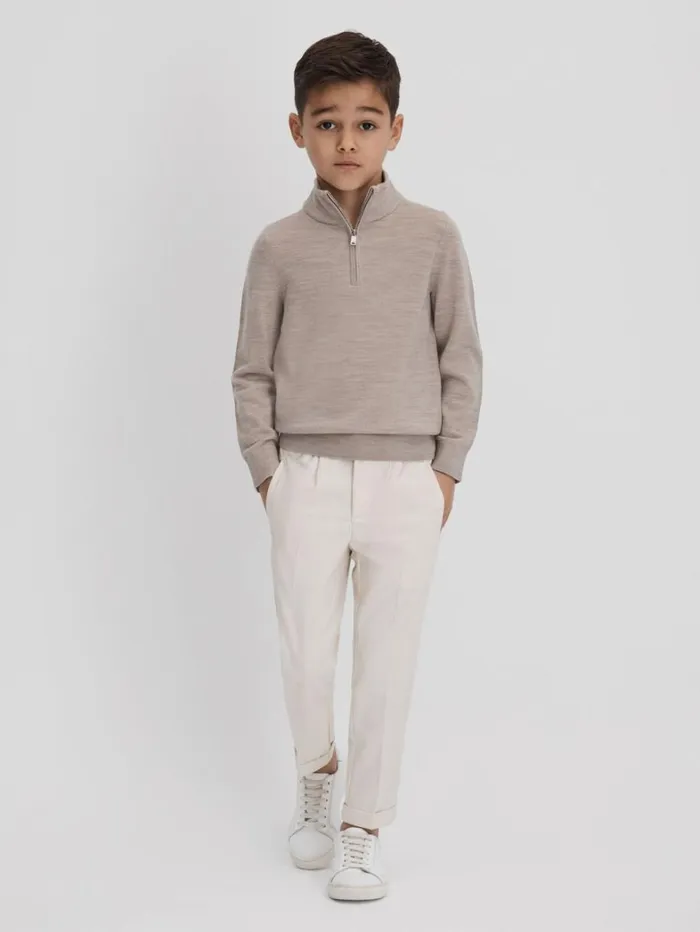Reiss Knitwear Children 39 Yrs Wool Quarter Zip Jumper In Wheat Melange Reiss Knitwear Children 39 Yrs Wool Quarter Zip Jumper In Wheat Melange