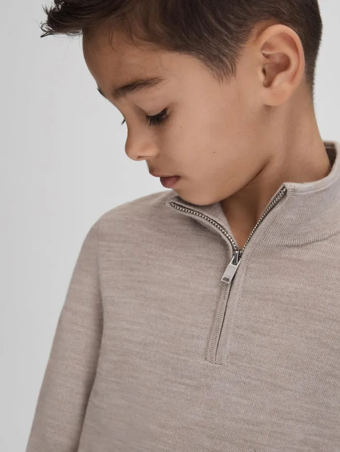 Reiss Knitwear Children 39 Yrs Wool Quarter Zip Jumper In Wheat Melange Reiss Knitwear Children 39 Yrs Wool Quarter Zip Jumper In Wheat Melange