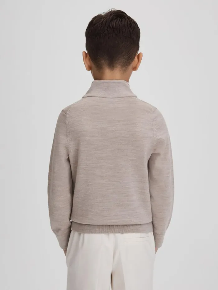 Reiss Knitwear Children 39 Yrs Wool Quarter Zip Jumper In Wheat Melange Reiss Knitwear Children 39 Yrs Wool Quarter Zip Jumper In Wheat Melange