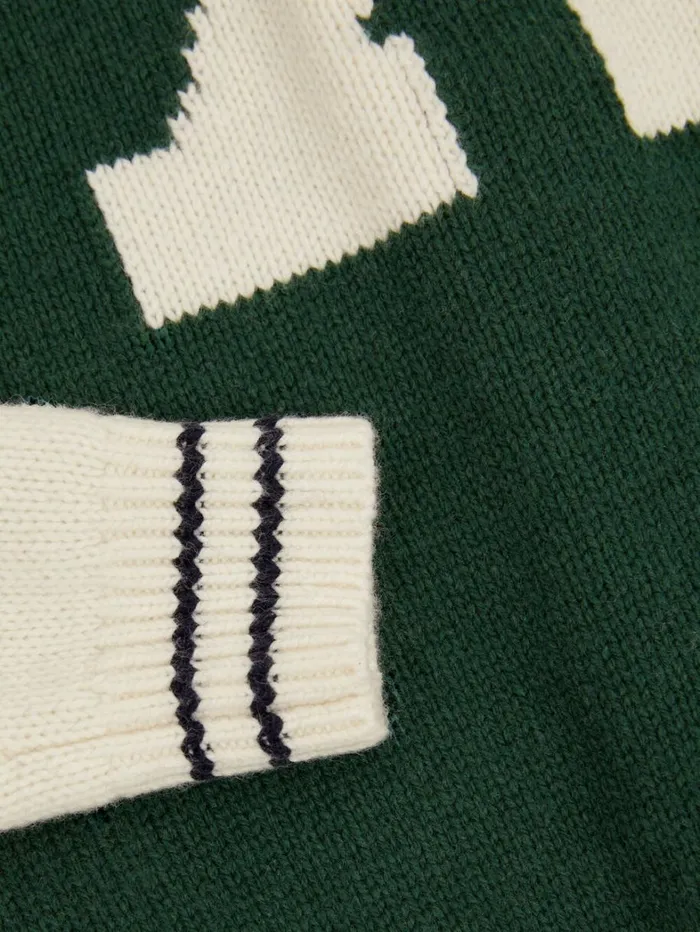Reiss Knitwear Children 913 Yrs Knitted Varsity Cardigan In GreenOffwhite Reiss Knitwear Children 913 Yrs Knitted Varsity Cardigan In GreenOffwhite