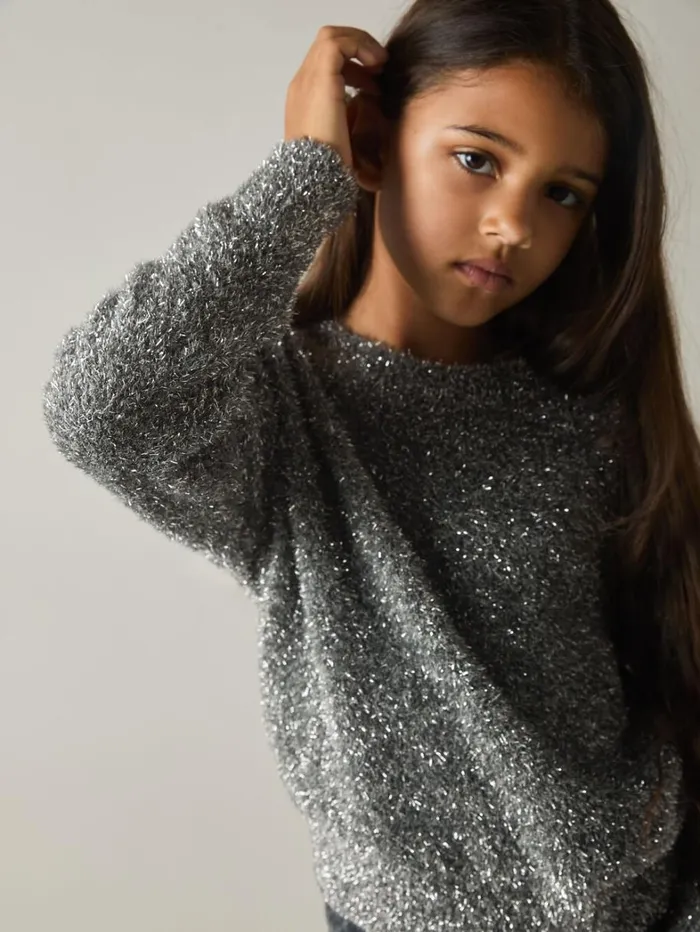 Reiss Knitwear Children 913 Yrs TinselYarn Jumper In Silver Reiss Knitwear Children 913 Yrs TinselYarn Jumper In Silver