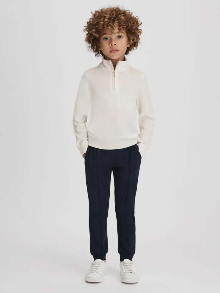 Reiss Knitwear Children Junior Wool Quarter Zip Jumper In Snow Reiss Knitwear Children Junior Wool Quarter Zip Jumper In Snow