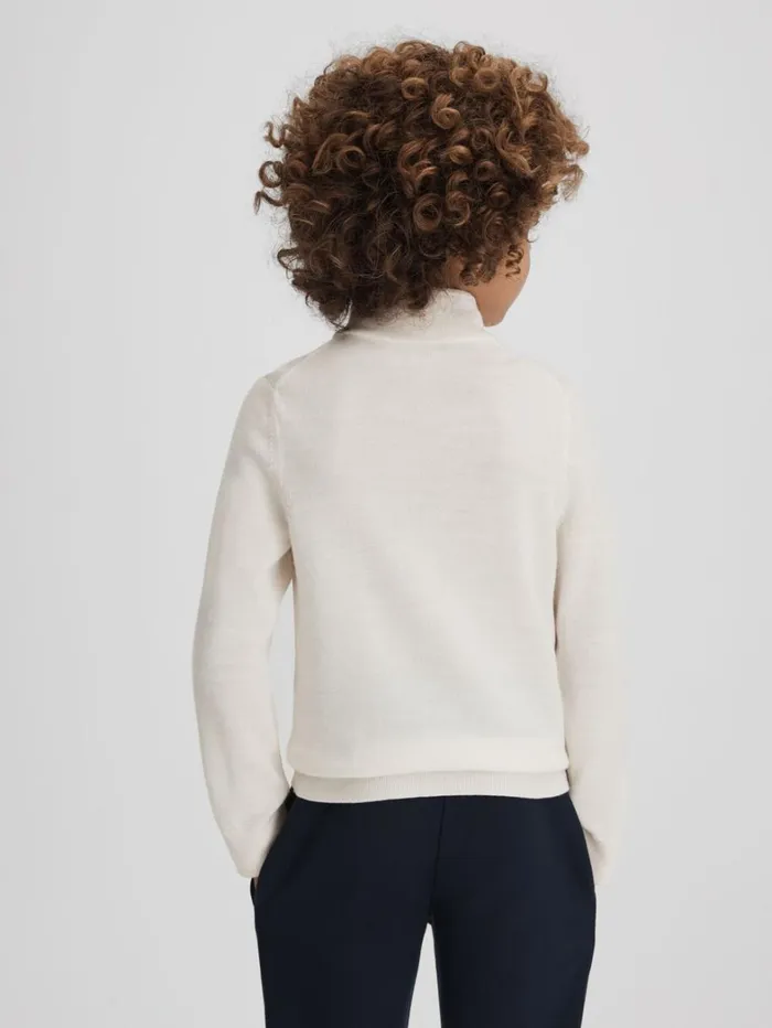 Reiss Knitwear Children Junior Wool Quarter Zip Jumper In Snow Reiss Knitwear Children Junior Wool Quarter Zip Jumper In Snow