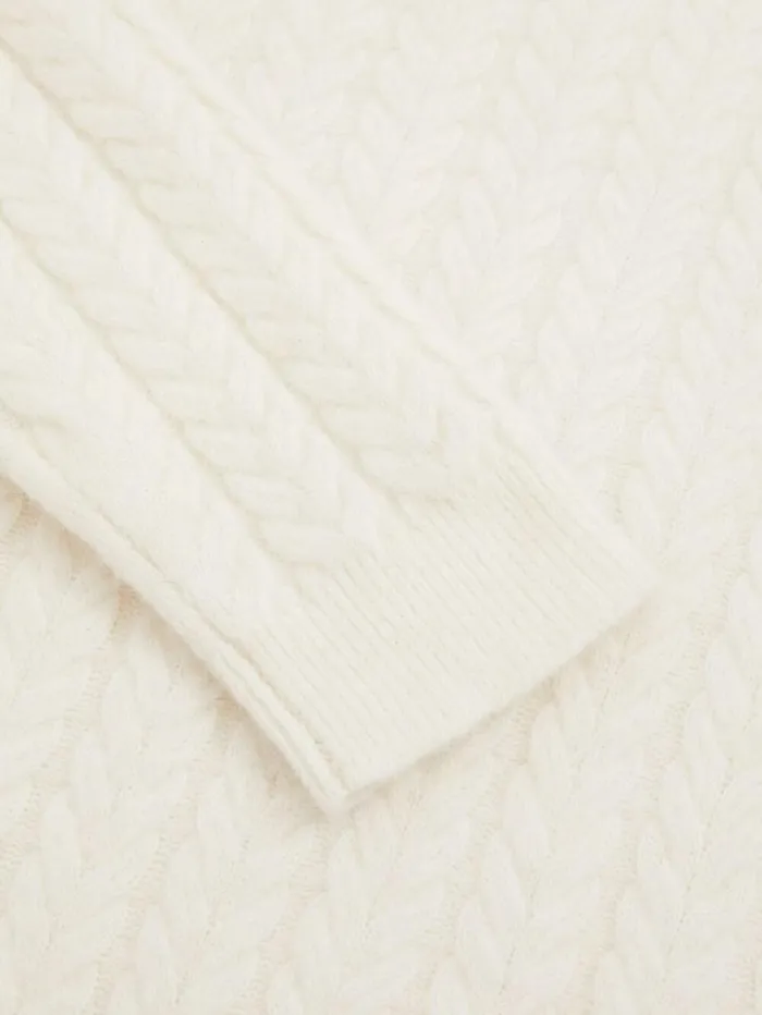 Reiss Knitwear Men Cabled Jumper With Wool And Alpaca In White