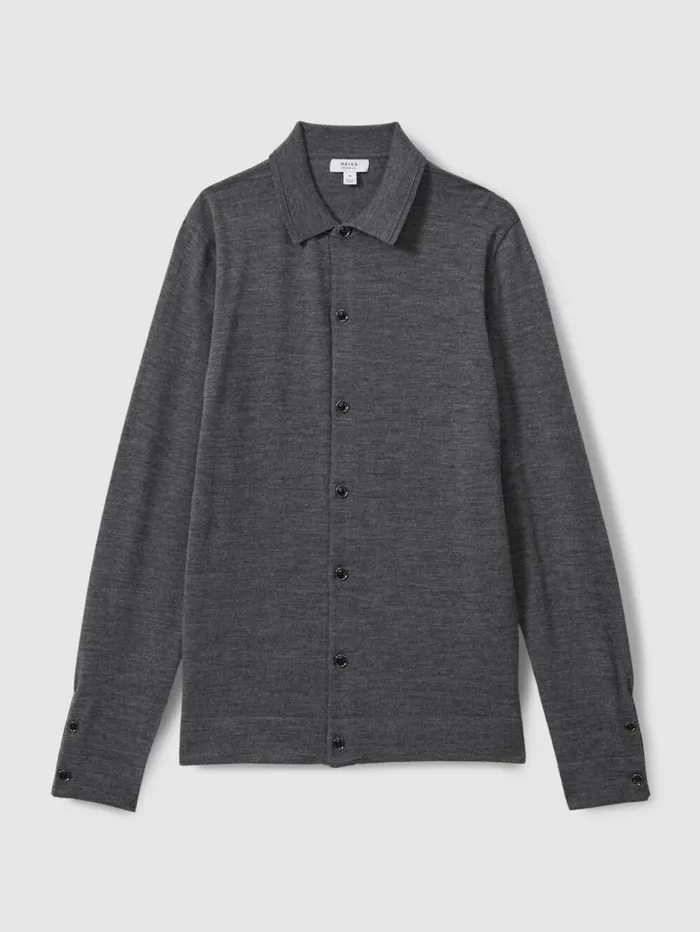 Reiss Knitwear Men Merino Wool ButtonThrough Cardigan In Derby Grey Marl Reiss Knitwear Men Merino Wool ButtonThrough Cardigan In Derby Grey Marl