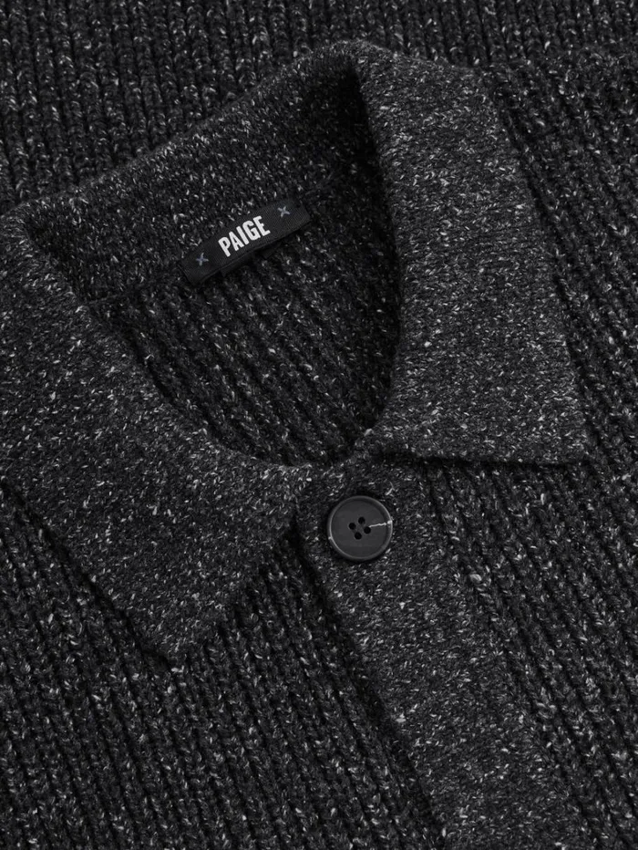 Reiss Knitwear Men Paige CottonWool Speckled Cardigan In BlackGrey Reiss Knitwear Men Paige CottonWool Speckled Cardigan In BlackGrey