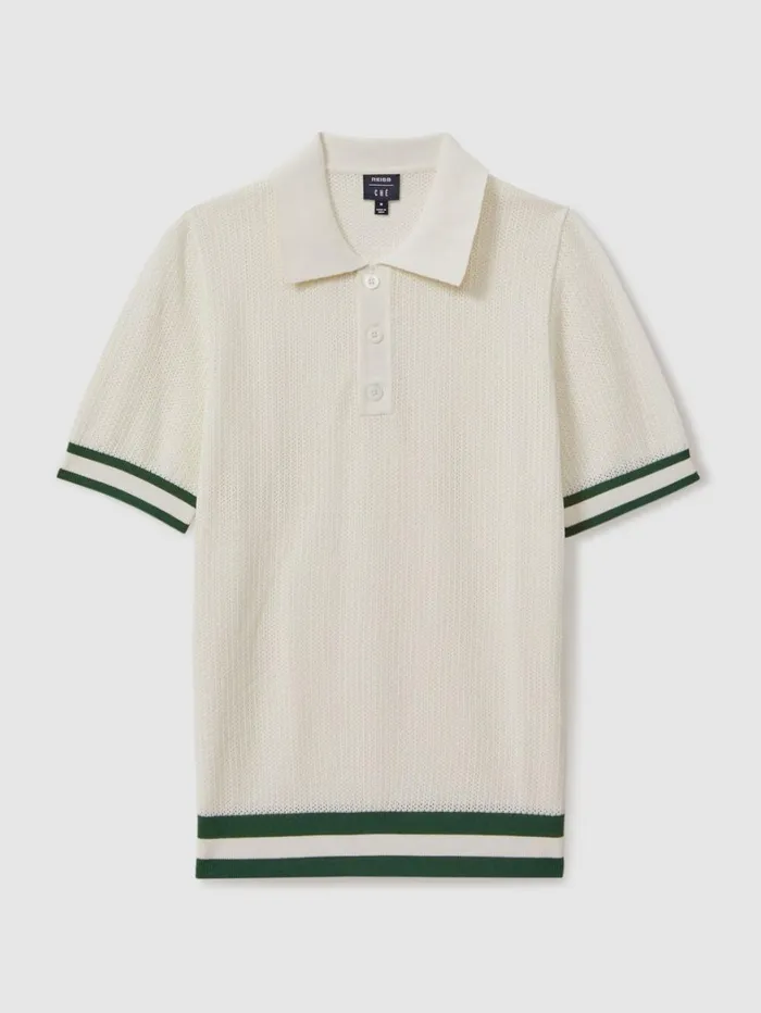 Reiss Knitwear Men Reiss Ch Knitted HalfButton Polo Shirt In White Reiss Knitwear Men Reiss Ch Knitted HalfButton Polo Shirt In White