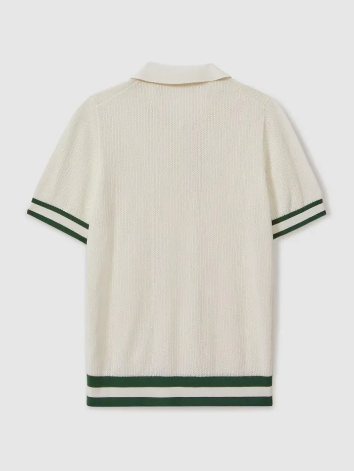 Reiss Knitwear Men Reiss Ch Knitted HalfButton Polo Shirt In White Reiss Knitwear Men Reiss Ch Knitted HalfButton Polo Shirt In White