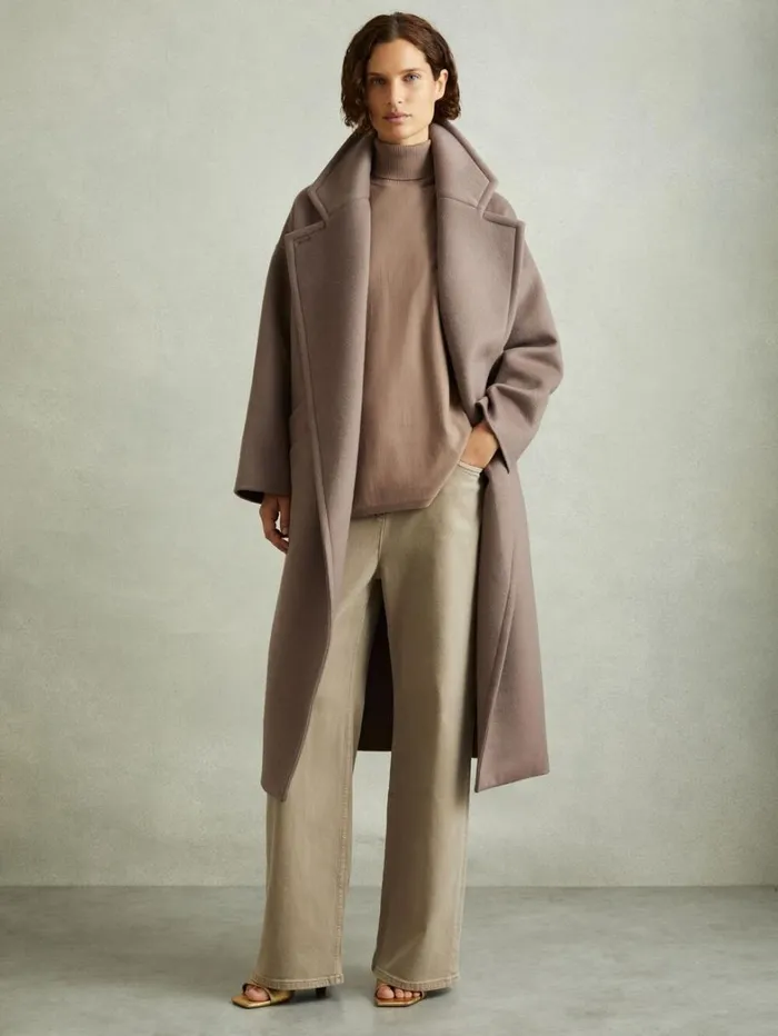 Reiss Knitwear Women DropShoulder Roll Neck Jumper In Taupe