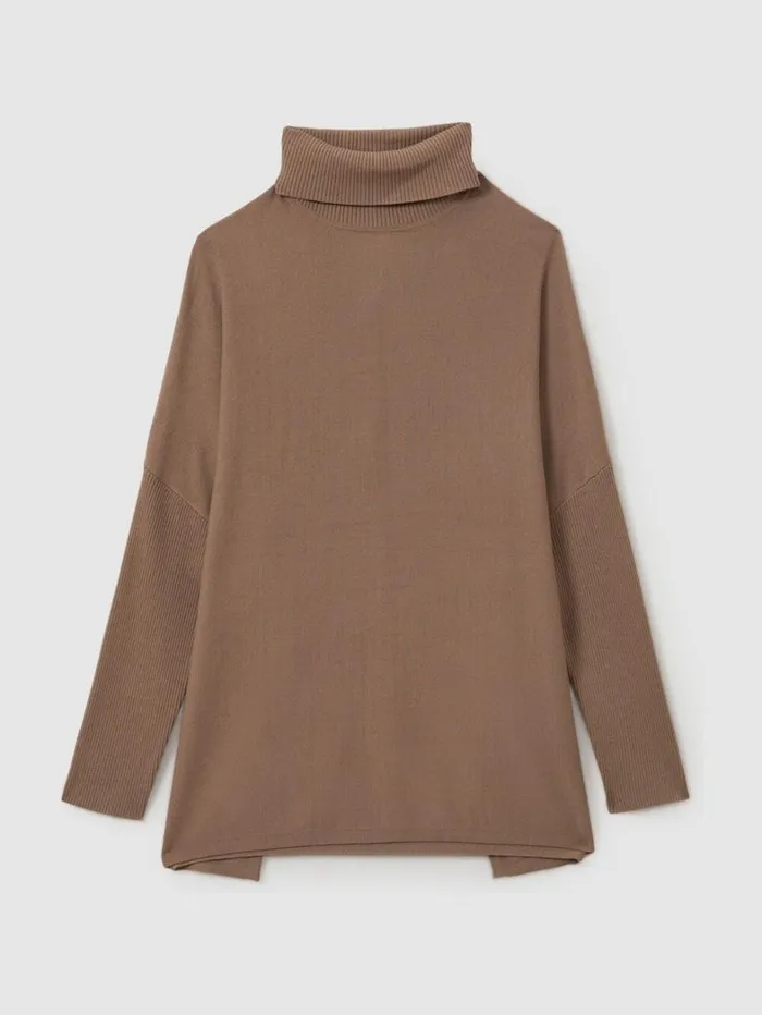 Reiss Knitwear Women DropShoulder Roll Neck Jumper In Taupe Reiss Knitwear Women DropShoulder Roll Neck Jumper In Taupe