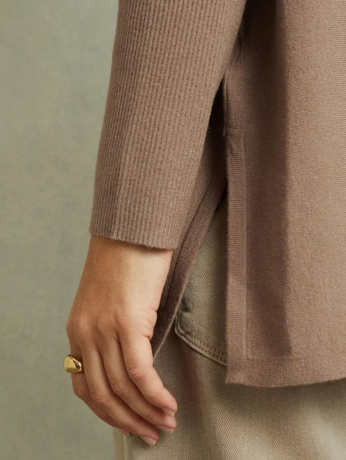 Reiss Knitwear Women DropShoulder Roll Neck Jumper In Taupe Reiss Knitwear Women DropShoulder Roll Neck Jumper In Taupe