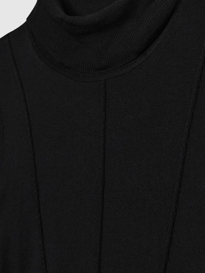 Reiss Knitwear Women Seamed RollNeck Top In Black Reiss Knitwear Women Seamed RollNeck Top In Black