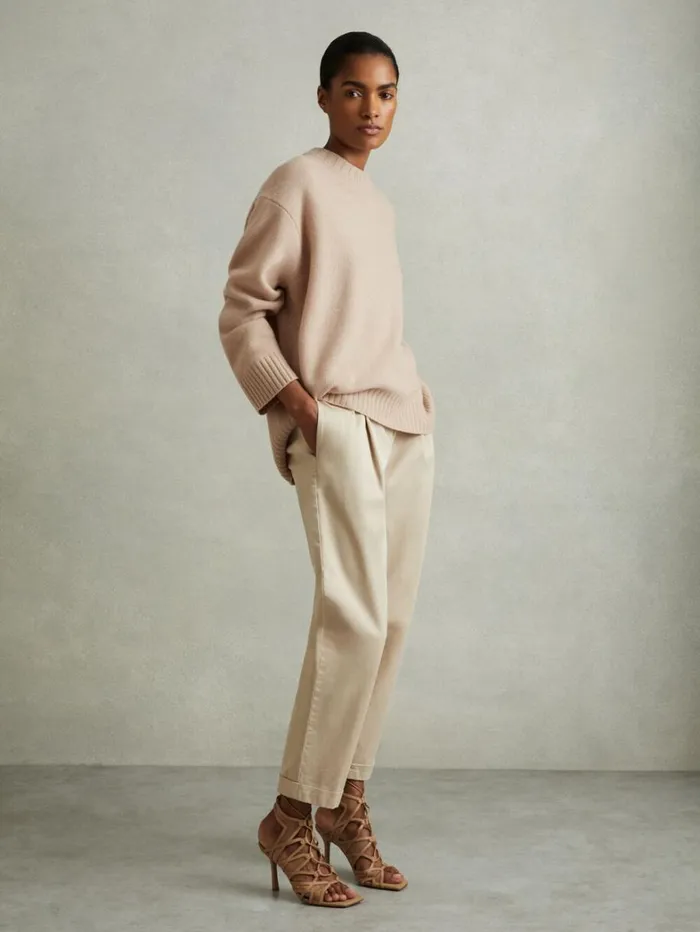 Reiss Knitwear Women WoolCashmere Crew Neck Jumper In Mink Reiss Knitwear Women WoolCashmere Crew Neck Jumper In Mink