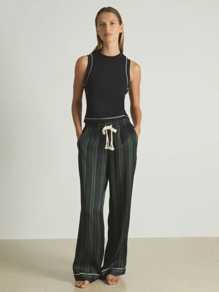 Reiss Nightwear and Loungewear Women Cotton With Stretch ContrastStitch Vest In BlackIvory Reiss Nightwear and Loungewear Women Cotton With Stretch ContrastStitch Vest In BlackIvory