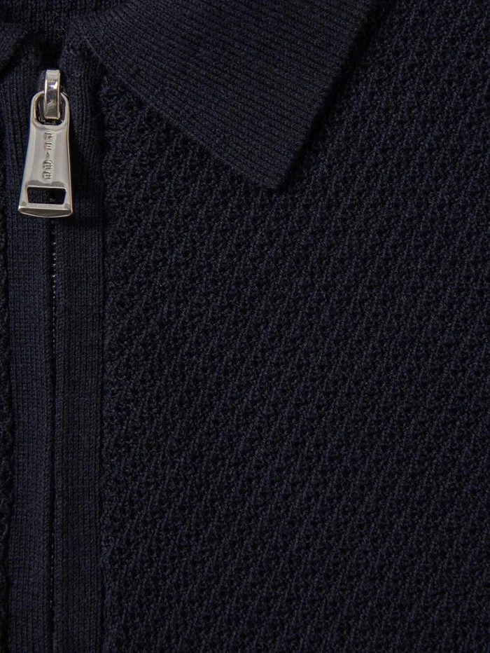 Reiss Polo Shirts Children 39 Yrs Textured Quarter Zip Polo Shirt In Navy Reiss Polo Shirts Children 39 Yrs Textured Quarter Zip Polo Shirt In Navy