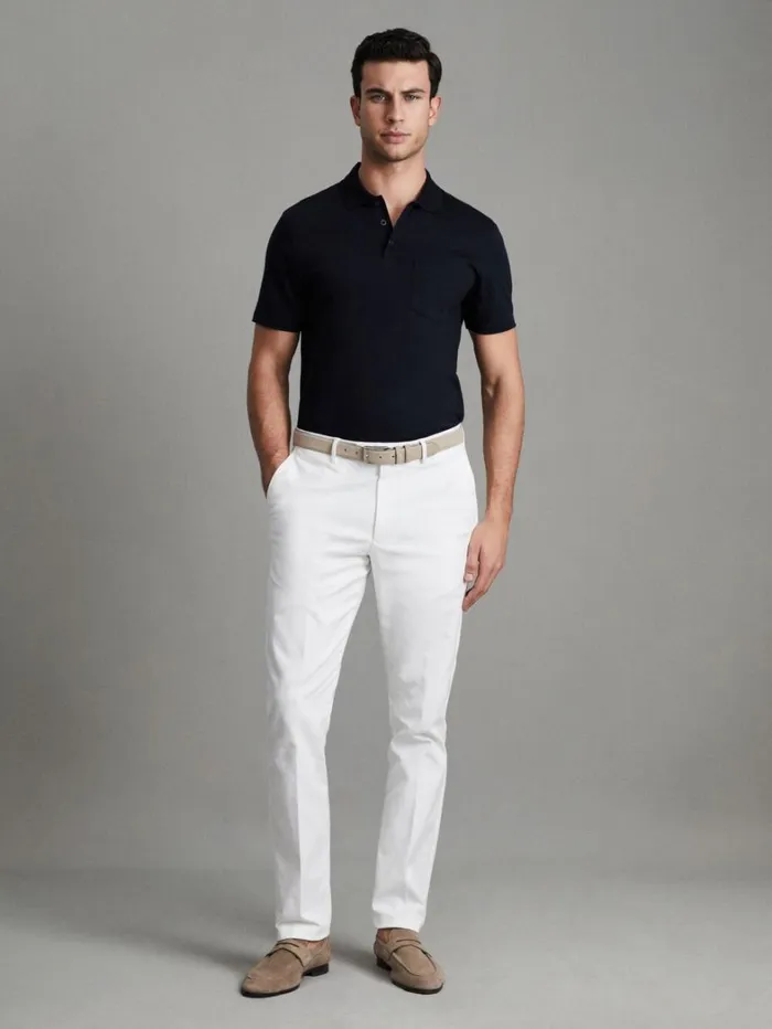 Reiss Polo Shirts Men Mercerised Cotton Polo Shirt In Navy Reiss Polo Shirts Men Mercerised Cotton Polo Shirt In Navy
