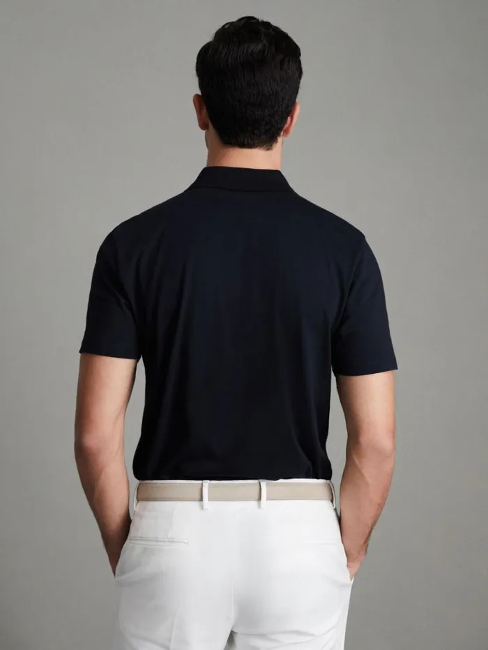 Reiss Polo Shirts Men Mercerised Cotton Polo Shirt In Navy Reiss Polo Shirts Men Mercerised Cotton Polo Shirt In Navy