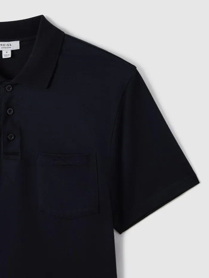 Reiss Polo Shirts Men Mercerised Cotton Polo Shirt In Navy Reiss Polo Shirts Men Mercerised Cotton Polo Shirt In Navy