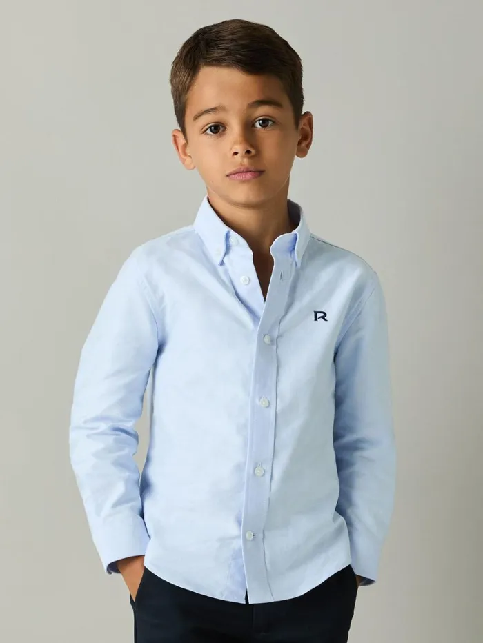 Reiss Shirts Children 39 Yrs 100 Cotton Oxford Embroidered Button Down Shirt In Soft BlueNavy Reiss Shirts Children 39 Yrs 100 Cotton Oxford Embroidered Button Down Shirt In Soft BlueNavy