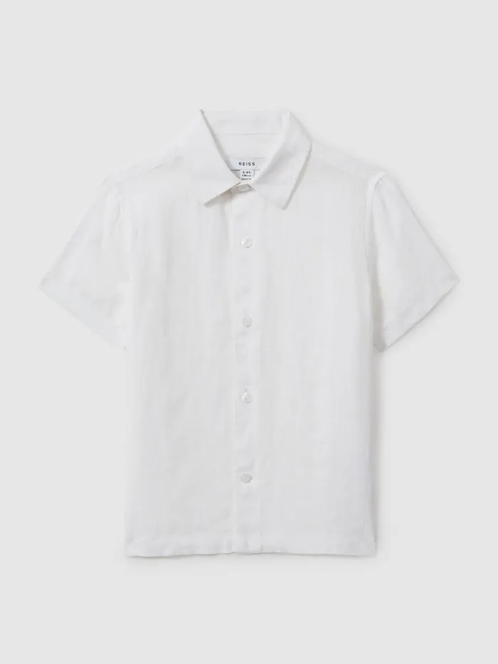 Reiss Shirts Children 913 Yrs Linen Cutaway Collar Shirt In White Reiss Shirts Children 913 Yrs Linen Cutaway Collar Shirt In White