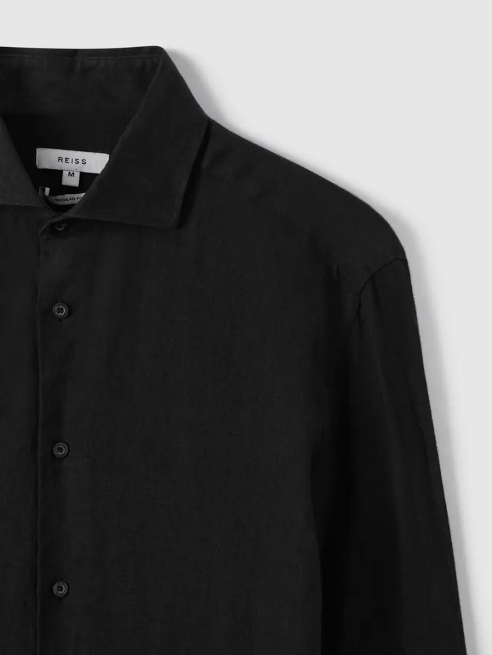 Reiss Shirts Men Linen ButtonThrough Shirt In Black Reiss Shirts Men Linen ButtonThrough Shirt In Black