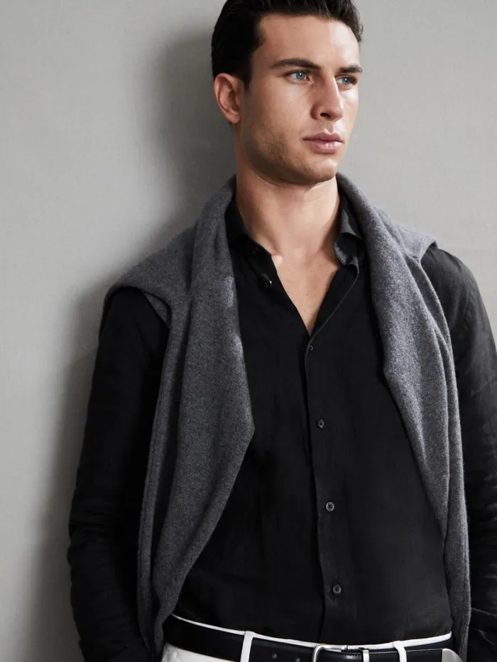 Reiss Shirts Men Linen ButtonThrough Shirt In Black Reiss Shirts Men Linen ButtonThrough Shirt In Black