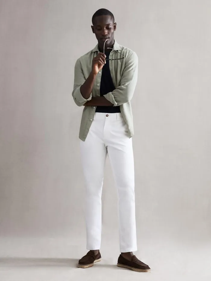 Reiss Shirts Men Linen ButtonThrough Shirt In Sage Reiss Shirts Men Linen ButtonThrough Shirt In Sage