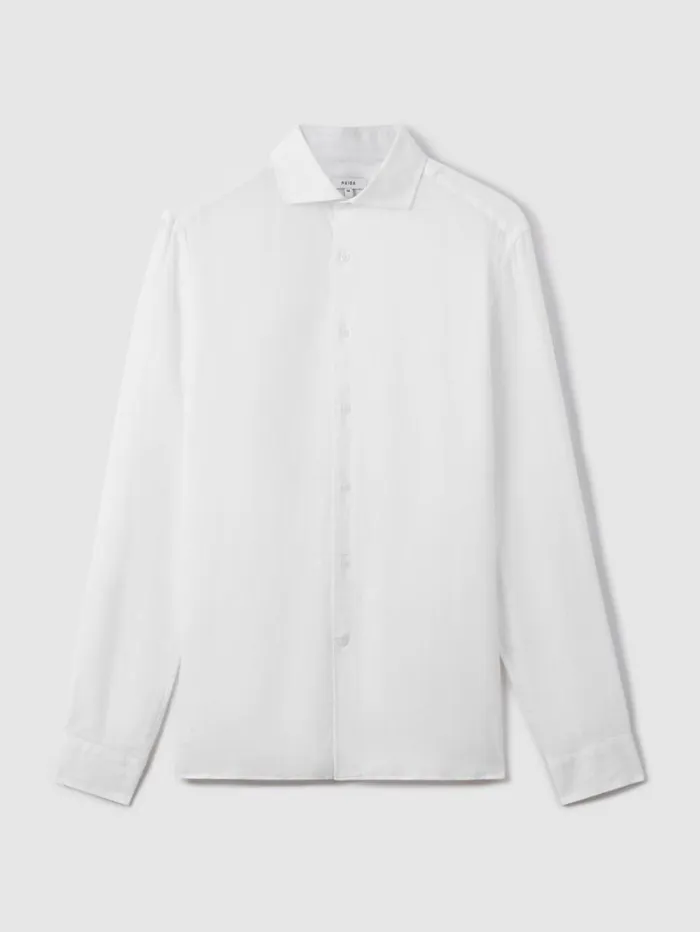 Reiss Shirts Men Linen ButtonThrough Shirt In White Reiss Shirts Men Linen ButtonThrough Shirt In White