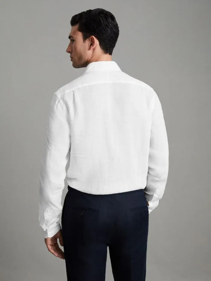 Reiss Shirts Men Linen ButtonThrough Shirt In White Reiss Shirts Men Linen ButtonThrough Shirt In White