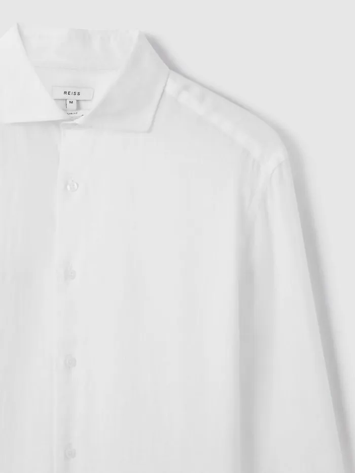 Reiss Shirts Men Linen ButtonThrough Shirt In White Reiss Shirts Men Linen ButtonThrough Shirt In White