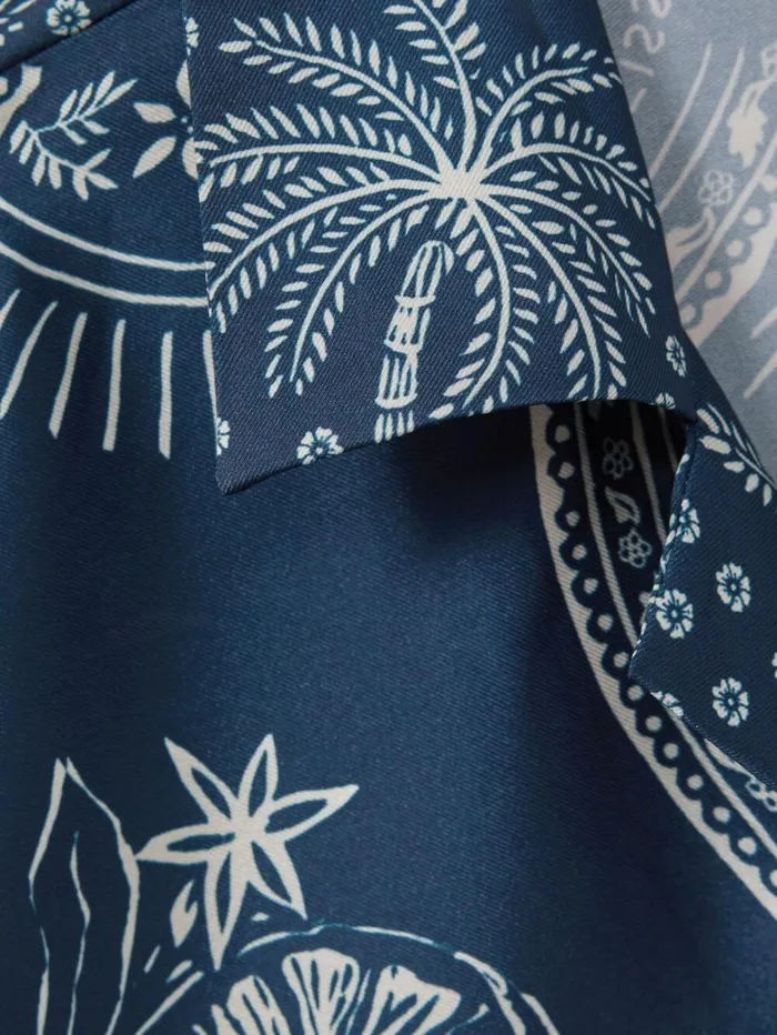 Reiss Shirts Men Reiss Ch Printed Cuban Collar Shirt In NavyWhite Reiss Shirts Men Reiss Ch Printed Cuban Collar Shirt In NavyWhite