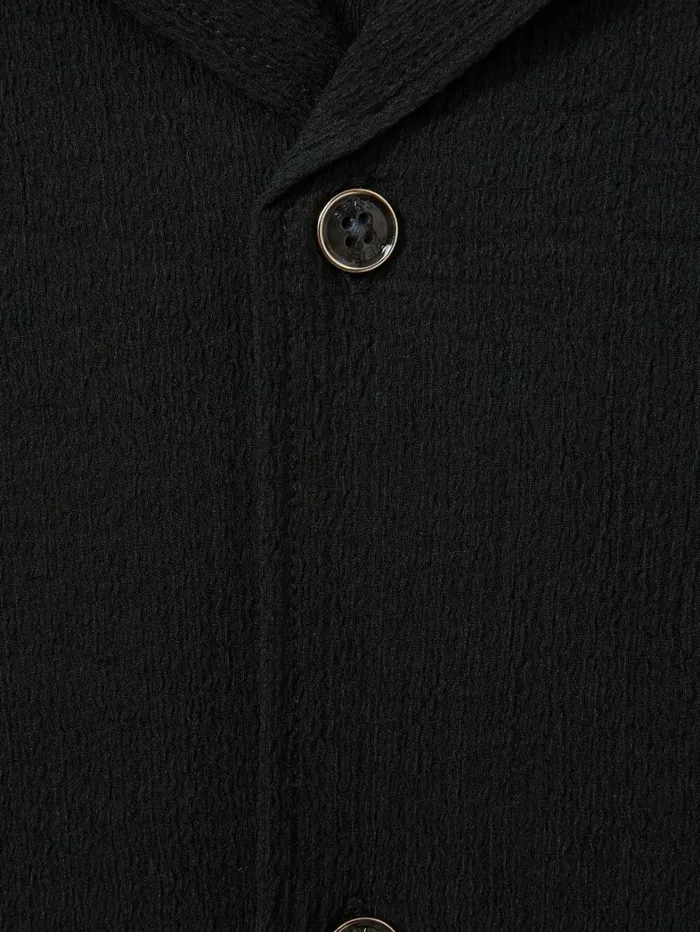 Reiss Shirts Men Textured Crepe Cuban Collar Shirt In Emerald Reiss Shirts Men Textured Crepe Cuban Collar Shirt In Emerald