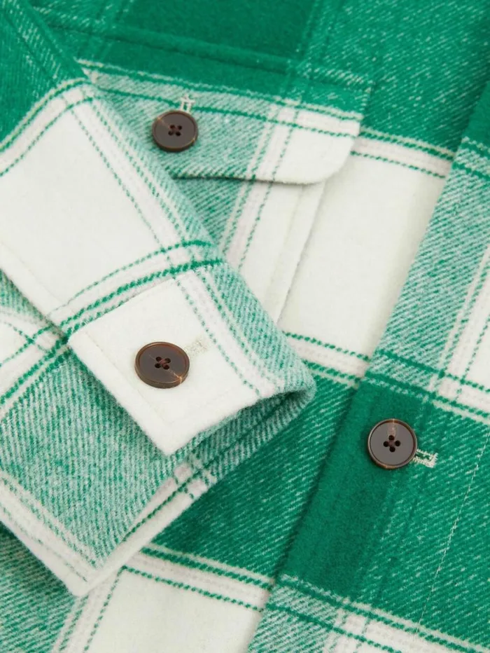 Reiss Shirts Men Wool Blend Checked Overshirt In Green Reiss Shirts Men Wool Blend Checked Overshirt In Green