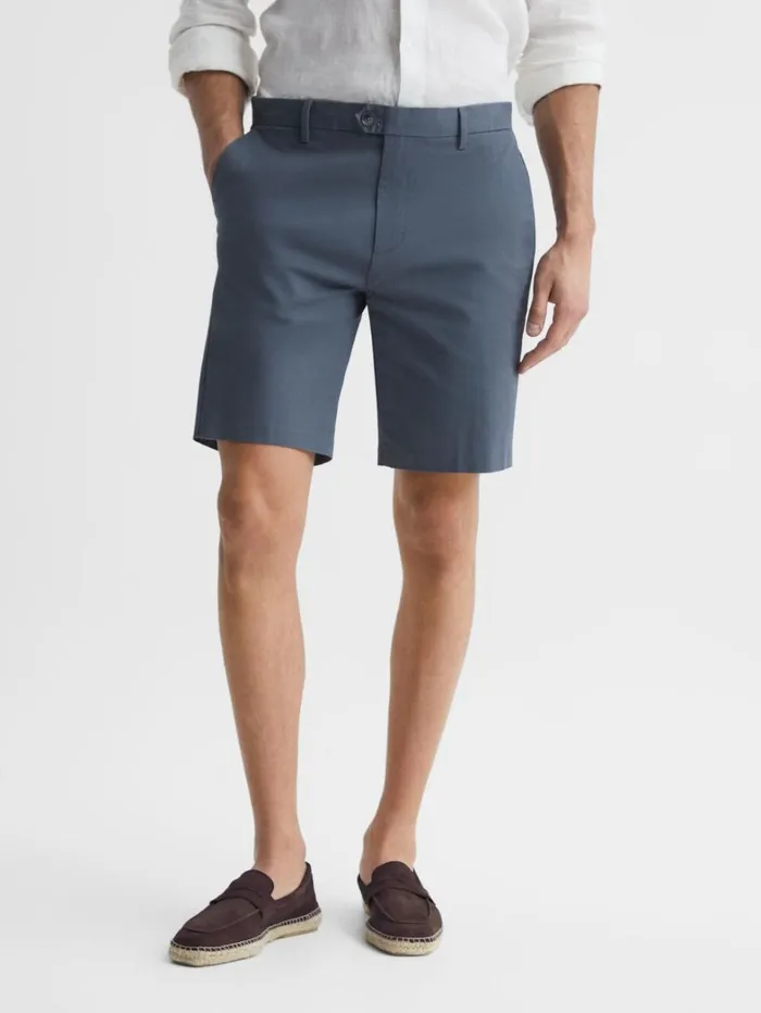 Reiss Shorts Men Modern Fit Cotton Blend Chino Shorts In Airforce Blue