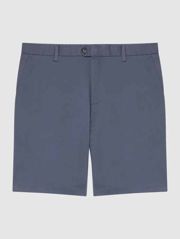 Reiss Shorts Men Modern Fit Cotton Blend Chino Shorts In Airforce Blue Reiss Shorts Men Modern Fit Cotton Blend Chino Shorts In Airforce Blue